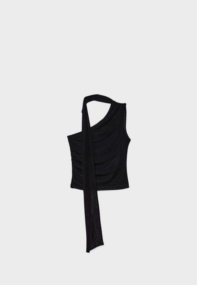 Hauts asymétriques en tulle avec foulard