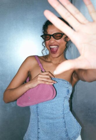 Hauts bustier en denim scintillant