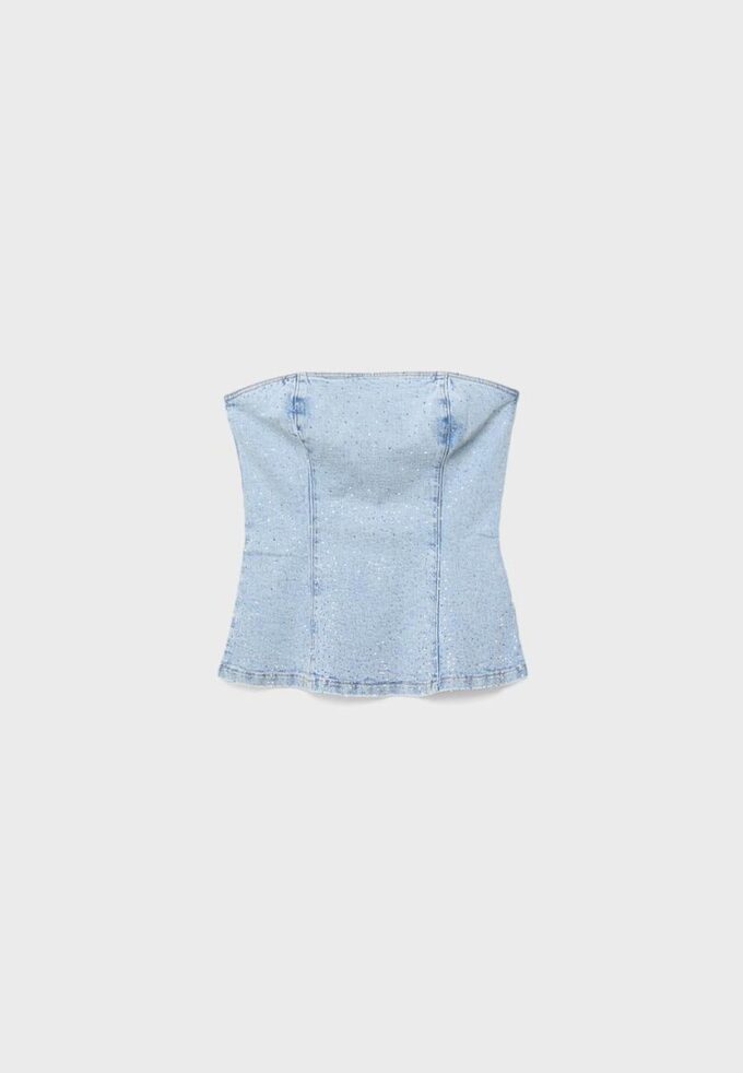 Hauts bustier en denim scintillant