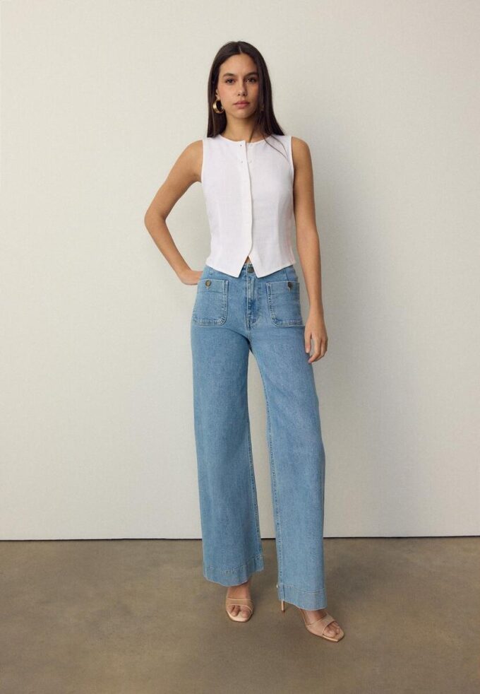 Hauts sans manches boutonnés