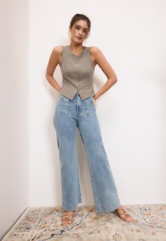 Hauts sans manches boutonnés Hauts sans manches boutonnés