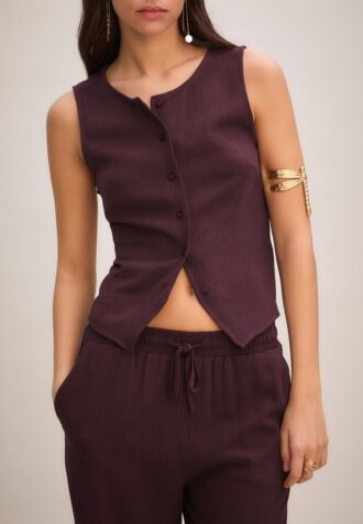 Hauts sans manches boutonnés Hauts sans manches boutonnés