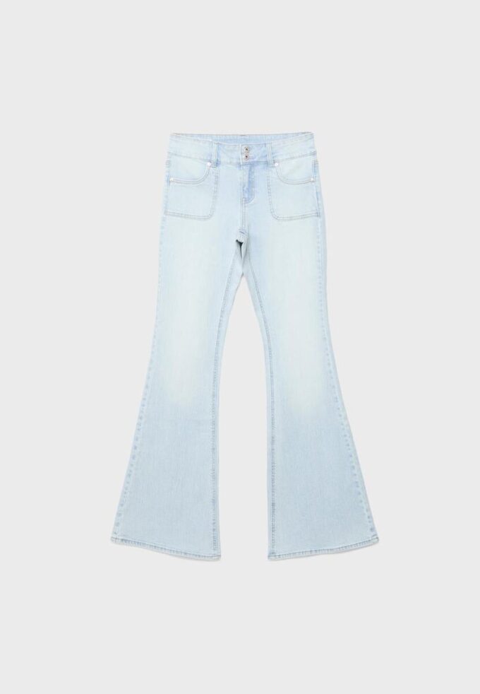 Jean taille basse avec poches passepoilées