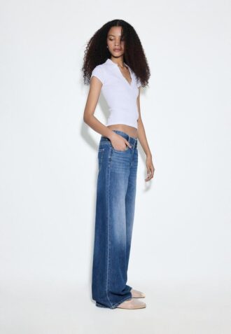 Jean taille basse à double bouton