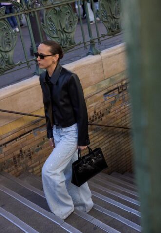 Blazer court effet cuir