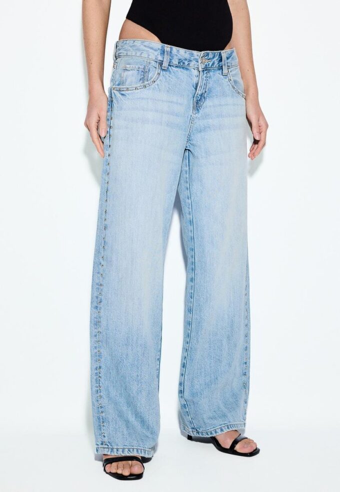 Jean Wide Leg à jambes larges et clous