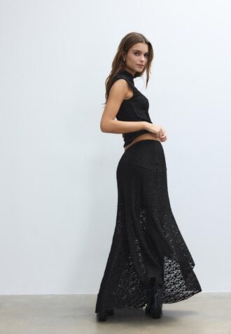 Jupe midi asymétrique en dentelle