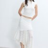 Jupe midi asymétrique en dentelle