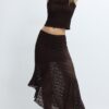Jupe midi asymétrique en dentelle