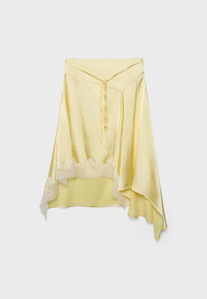 Jupe midi asymétrique en satin