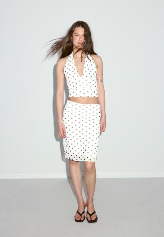 Jupe midi en tulle à pois