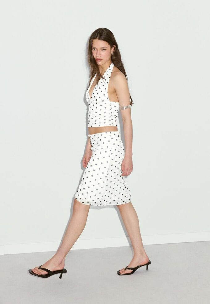 Jupe midi en tulle à pois