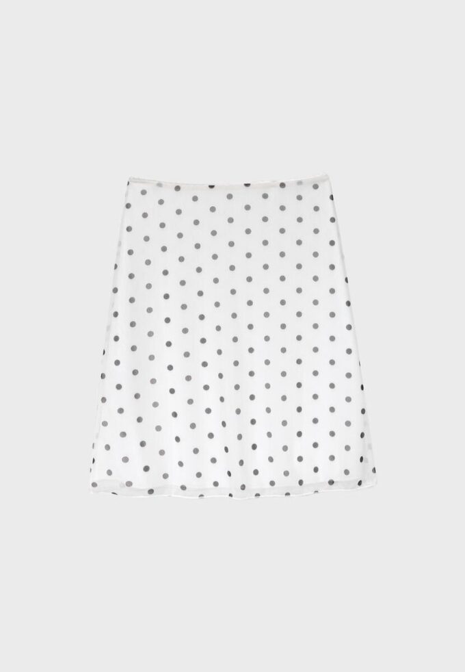 Jupe midi en tulle à pois