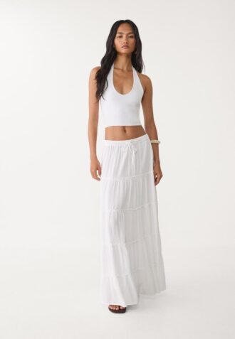 Jupe midi fluide à empiècements