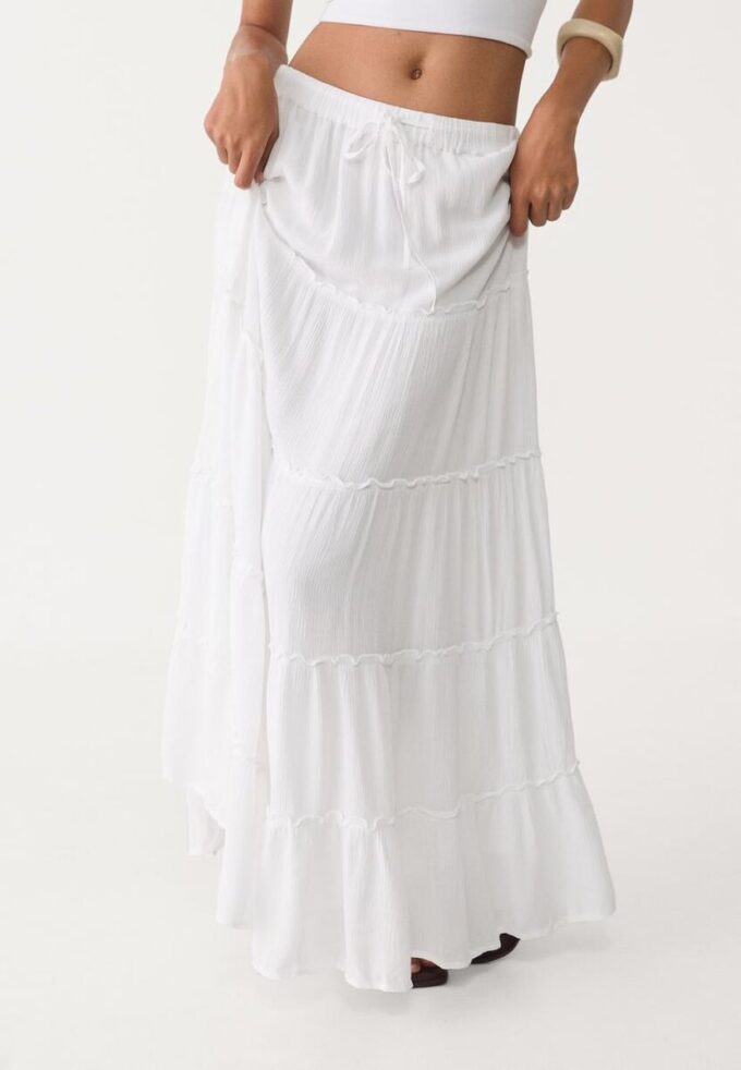 Jupe midi fluide à empiècements Jupe midi fluide à empiècements