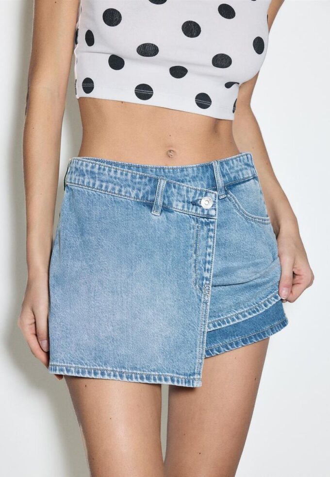 Jupe-Skort en denim croisée