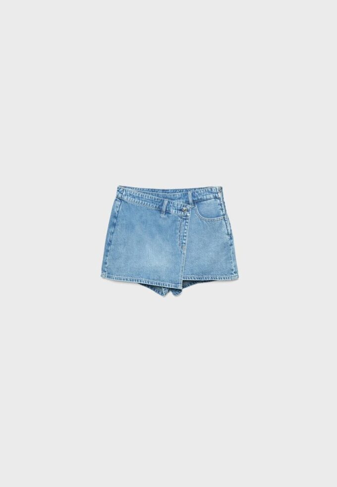 Jupe-Skort en denim croisée