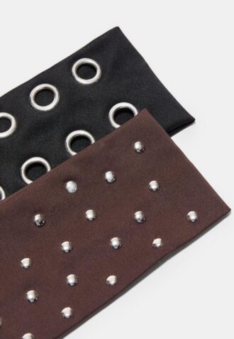 Lot de 2 bandeaux en fourrure avec clous