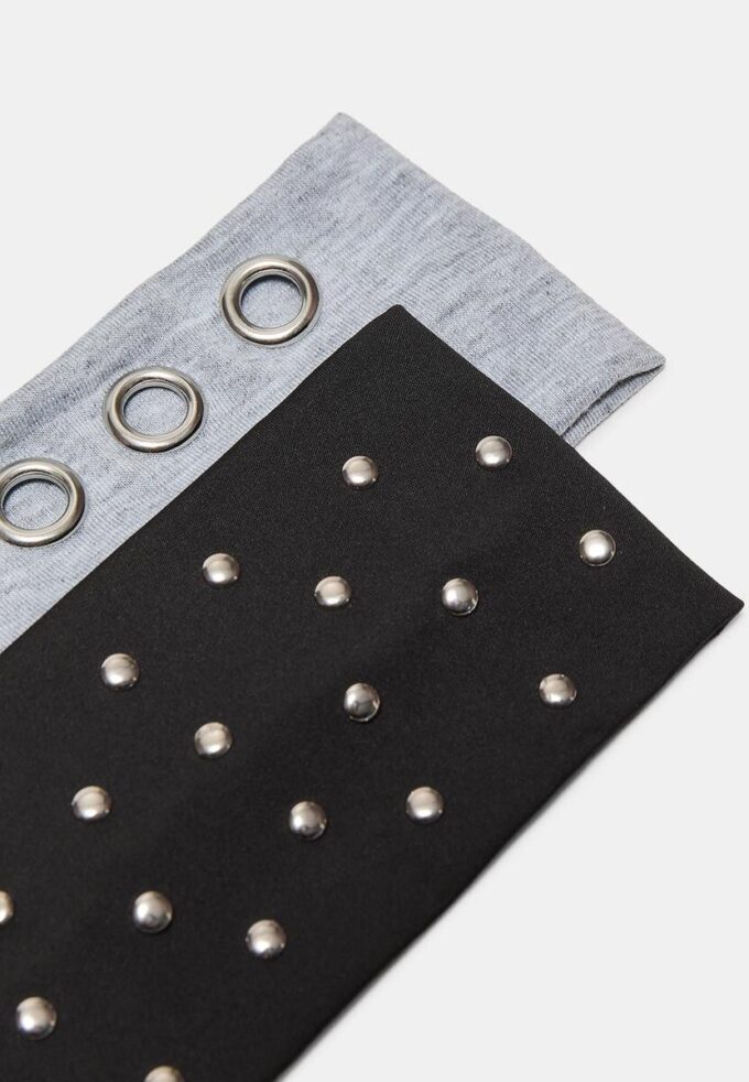 Lot de 2 bandeaux en fourrure avec clous