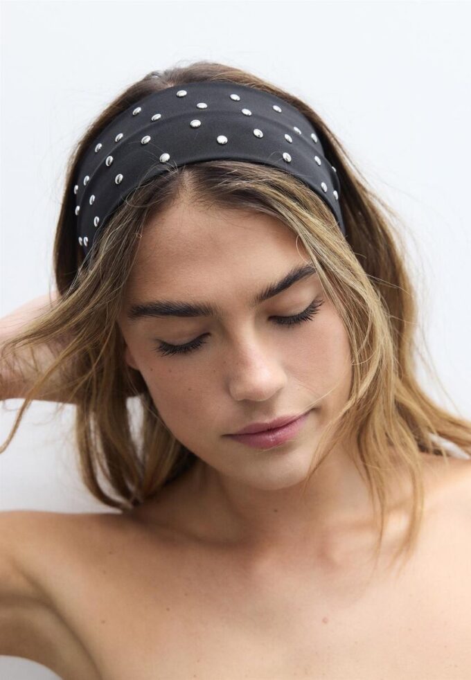 Lot de 2 bandeaux en fourrure avec clous