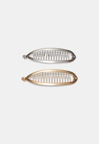 Lot de 2 barrettes bananes en métal