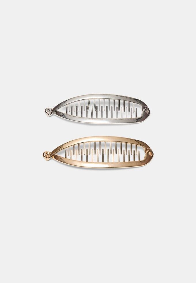 Lot de 2 barrettes bananes en métal