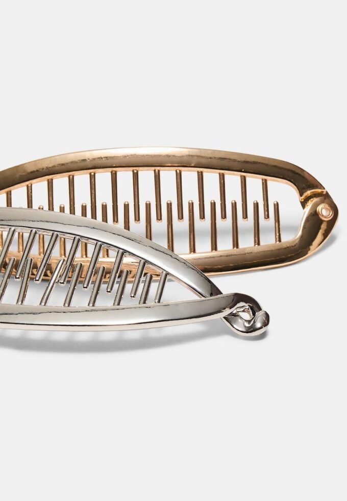 Lot de 2 barrettes bananes en métal