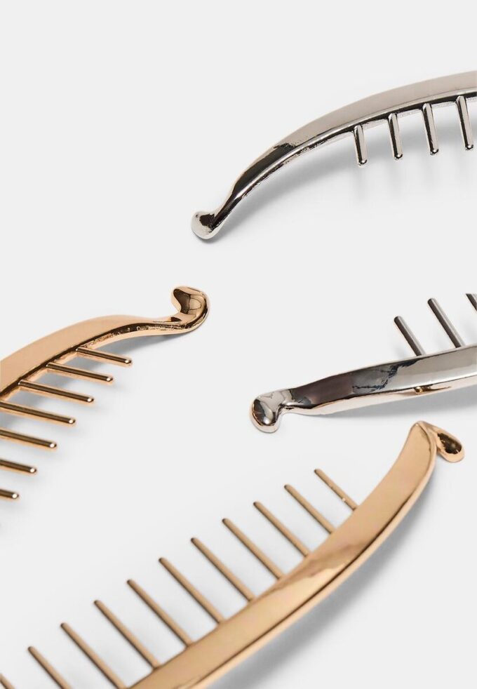 Lot de 2 barrettes bananes en métal