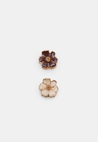 Lot de 2 barrettes à fleurs émaillées