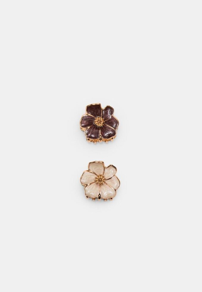Lot de 2 barrettes à fleurs émaillées