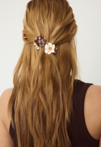 Lot de 2 barrettes à fleurs émaillées