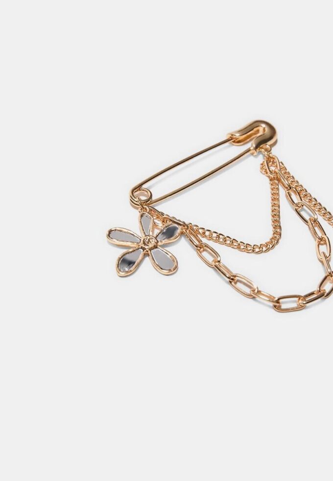 Lot de 2 broches fleurs effet cristal