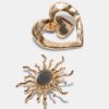 Lot de 2 broches Soleil et Cœur