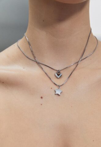 Lot de 2 colliers étanches étoile et cœur