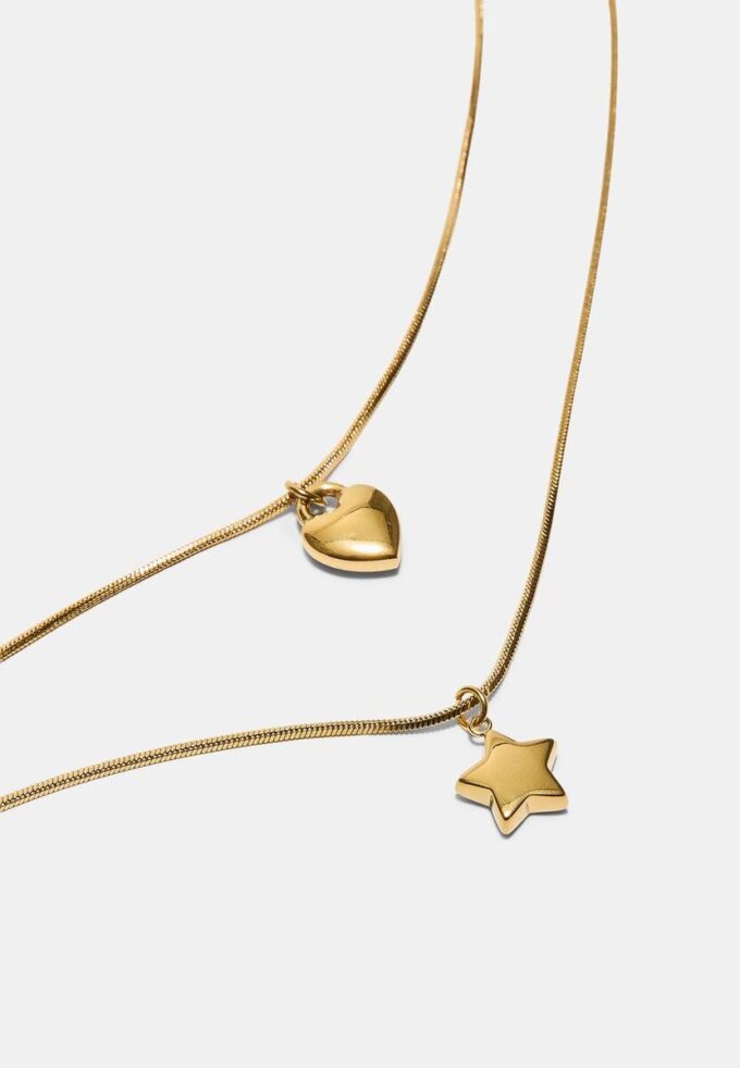 Lot de 2 colliers étanches étoile et cœur