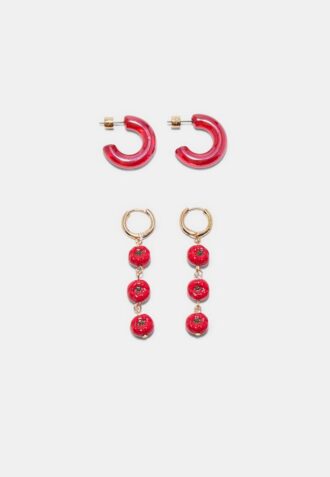 Lot de 2 paires de boucles d&rsquo;oreilles Tomate