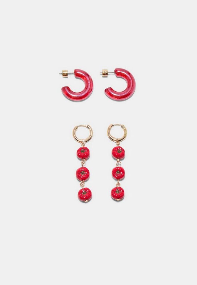 Lot de 2 paires de boucles d&rsquo;oreilles Tomate