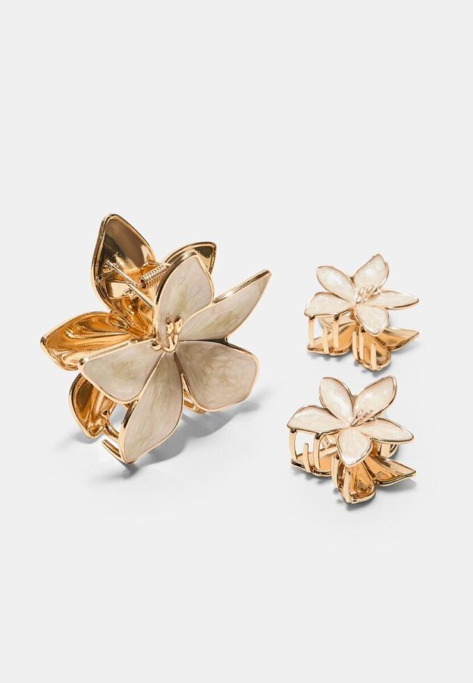 Lot de 3 barrettes en forme de fleur