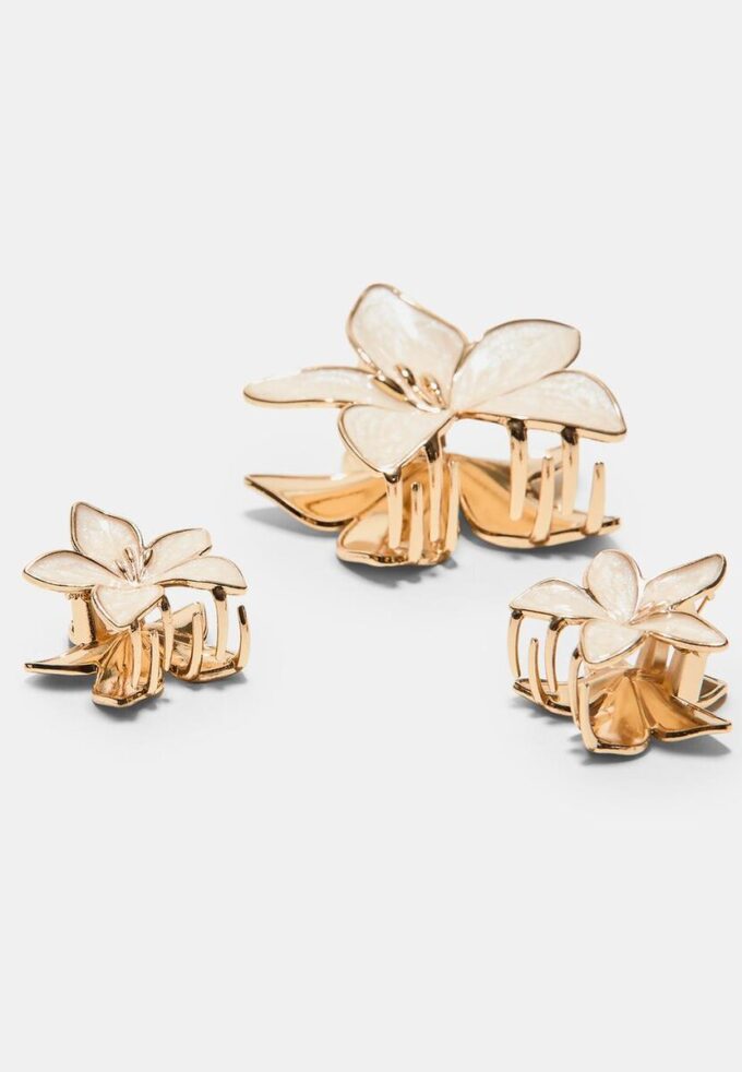 Lot de 3 barrettes en forme de fleur