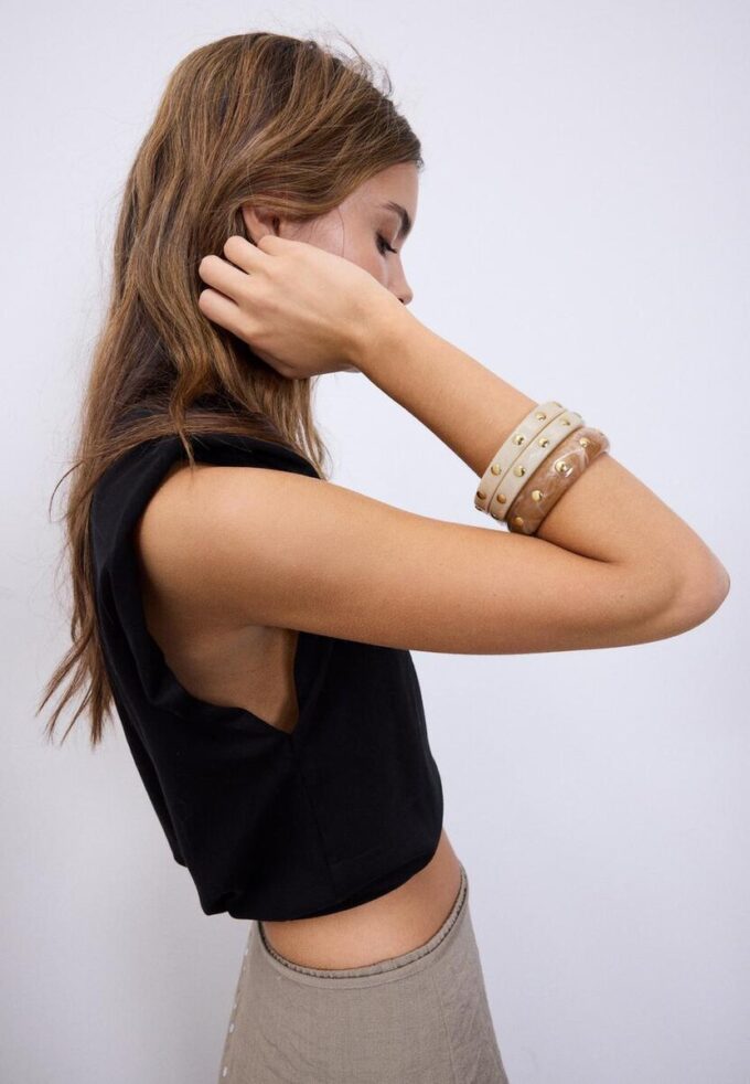 Lot de 3 bracelets rigides cloutés