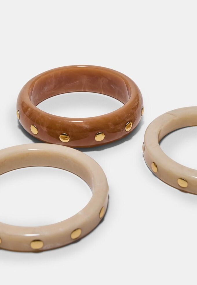 Lot de 3 bracelets rigides cloutés