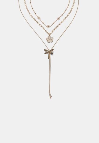 Lot de 3 colliers Fleur et Libellule