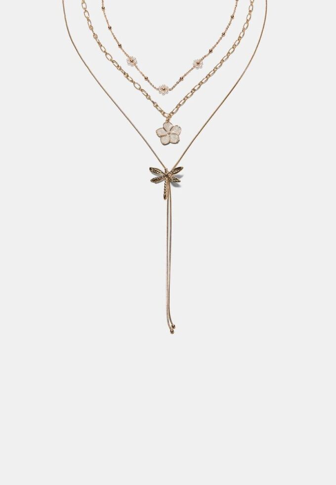 Lot de 3 colliers Fleur et Libellule