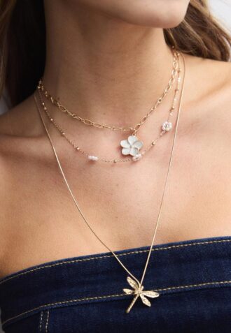 Lot de 3 colliers Fleur et Libellule