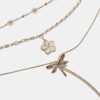 Lot de 3 colliers Fleur et Libellule