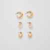Lot de 3 paires de mini-boucles d&rsquo;oreilles volumineuses