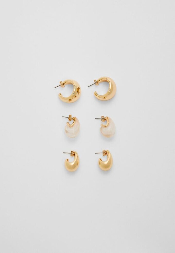 Lot de 3 paires de mini-boucles d&rsquo;oreilles volumineuses