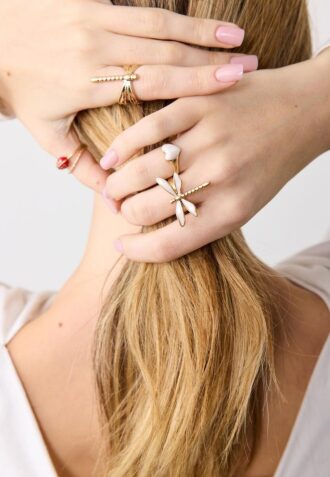 Lot de 4 bagues libellule