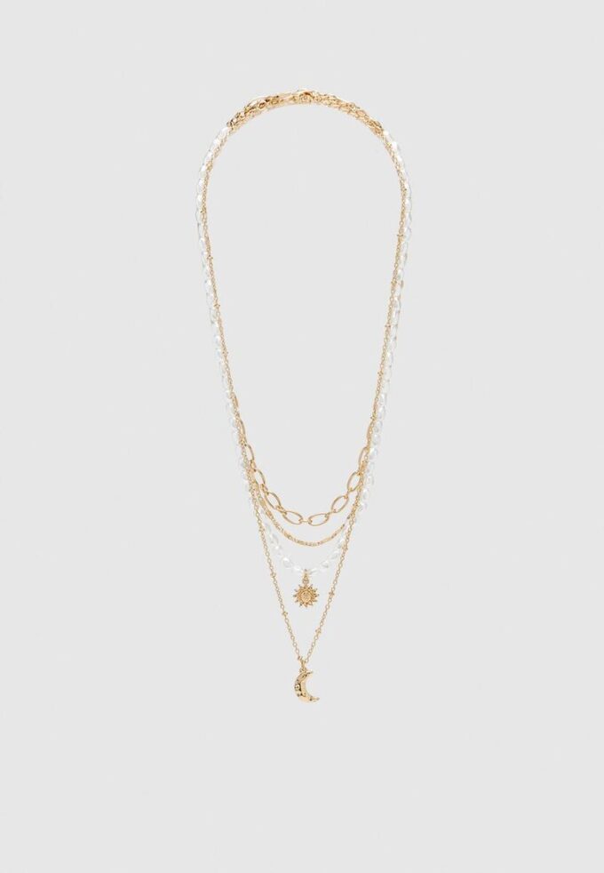 Lot de 4 colliers Lune et Soleil