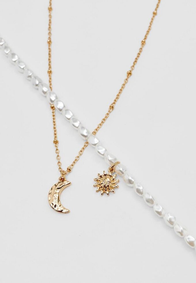 Lot de 4 colliers Lune et Soleil
